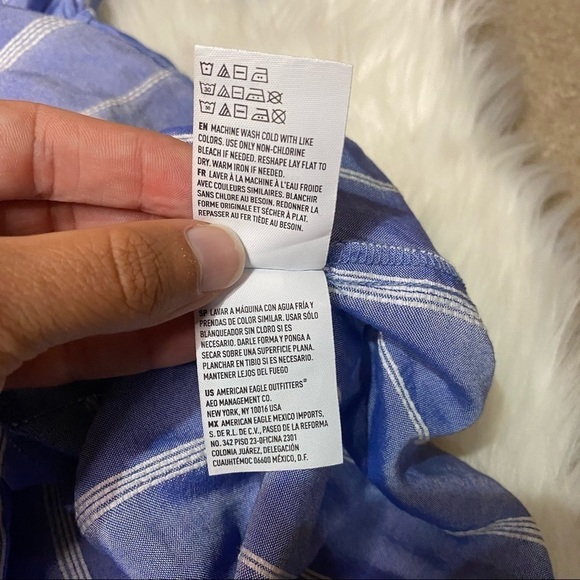 American Eagle: Striped Off The Shoulder Flowy Ruffle Slip Mini Dress Small - Picture 9 of 11